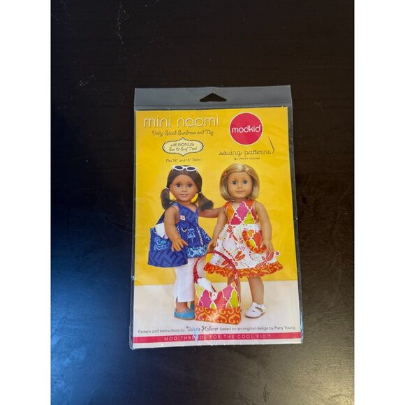 New Modkid Mini Naomi Sewing Pattern Doll Size Sundress and Top 18 and 15 inch - Picture 1 of 2